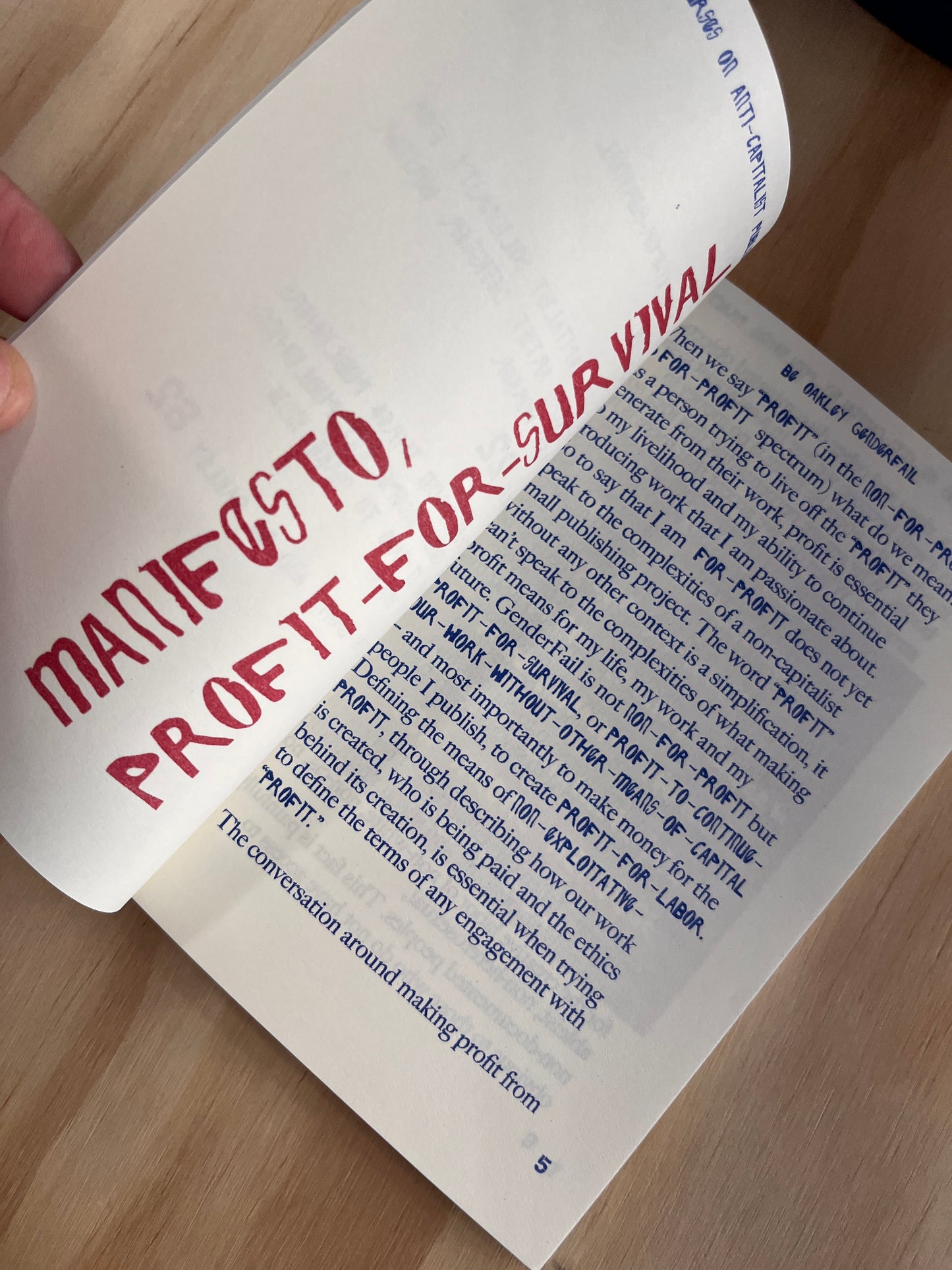 Manifesto, Profit for Survival: Discourses on Anti-Capitalist Publishing Practices