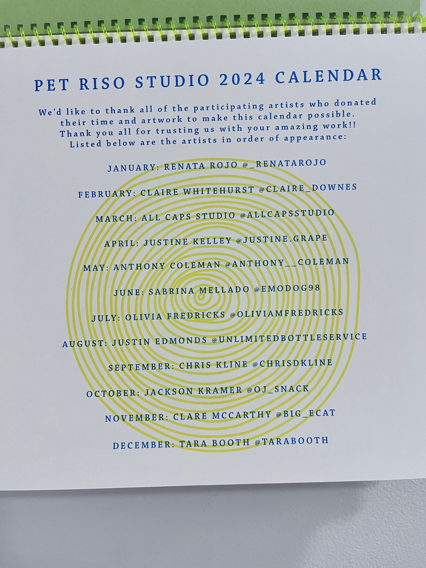 Pet Riso 2024 Calendar
