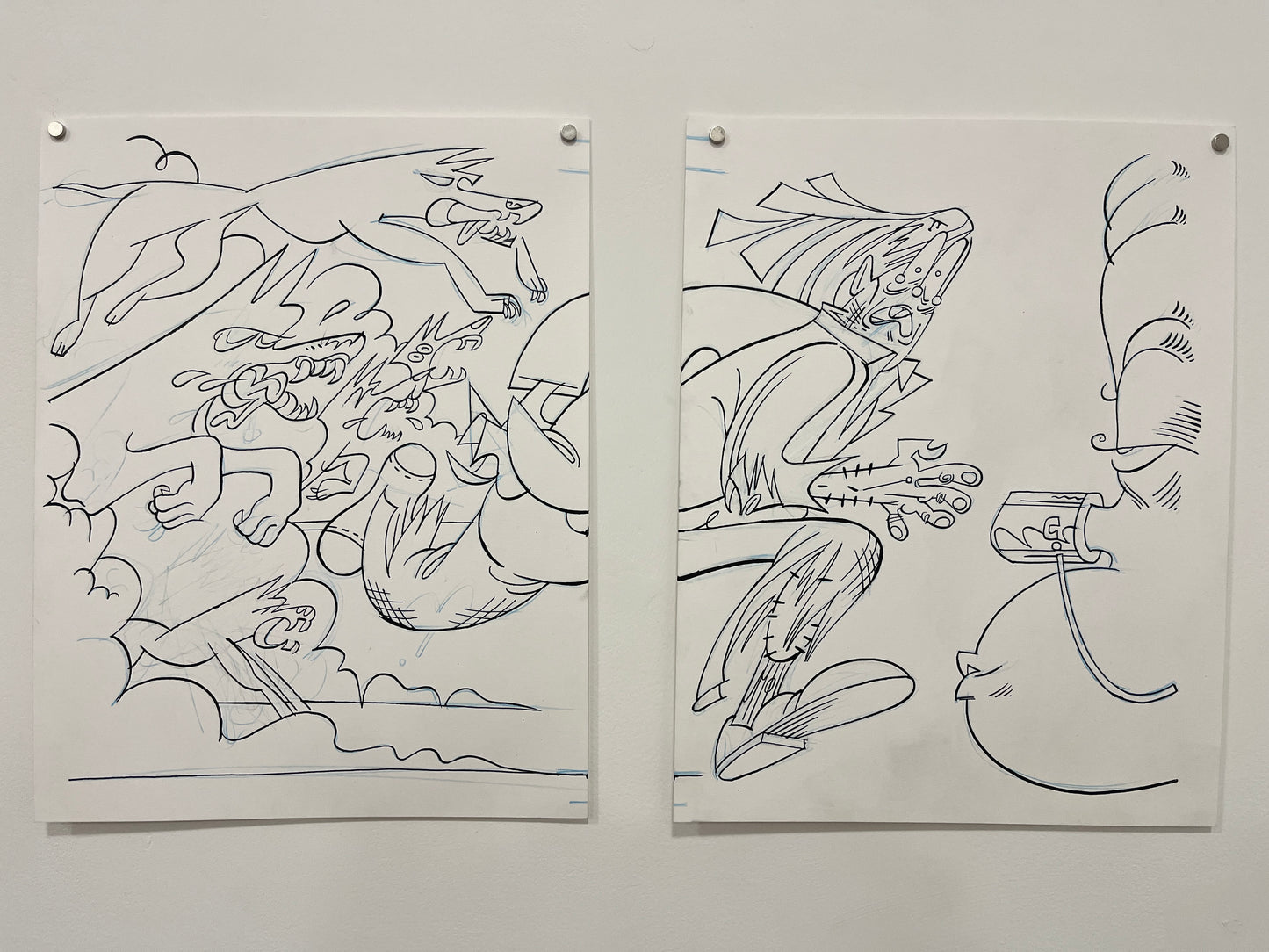 Max Huffman Dogtangle Originals Running Man Two Page Spread 11x14"