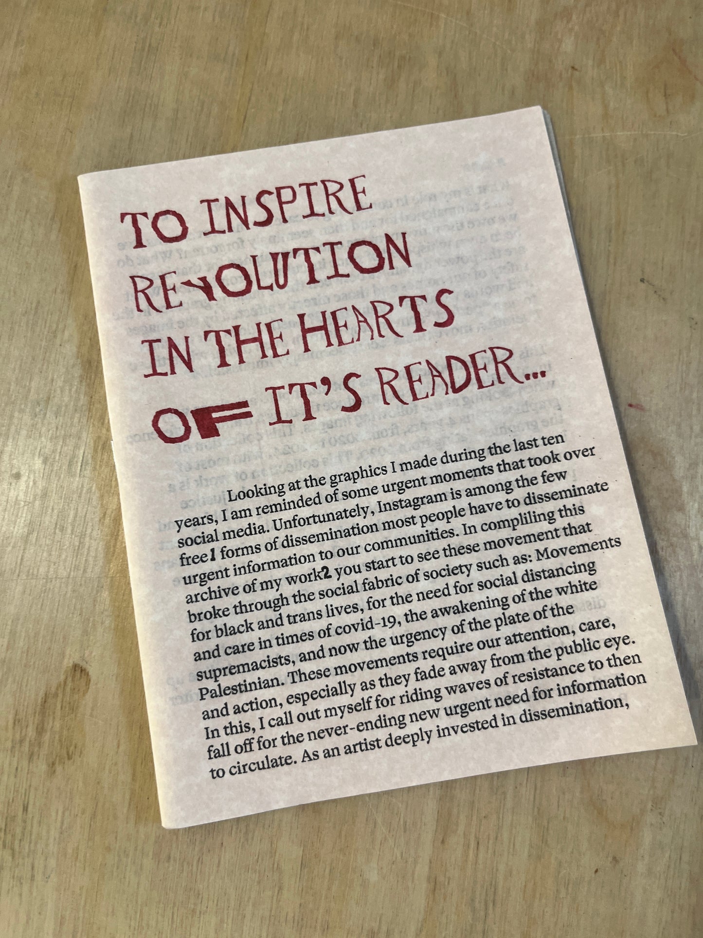 To inspire a revolution in the hearts of its reader by Be Oakley