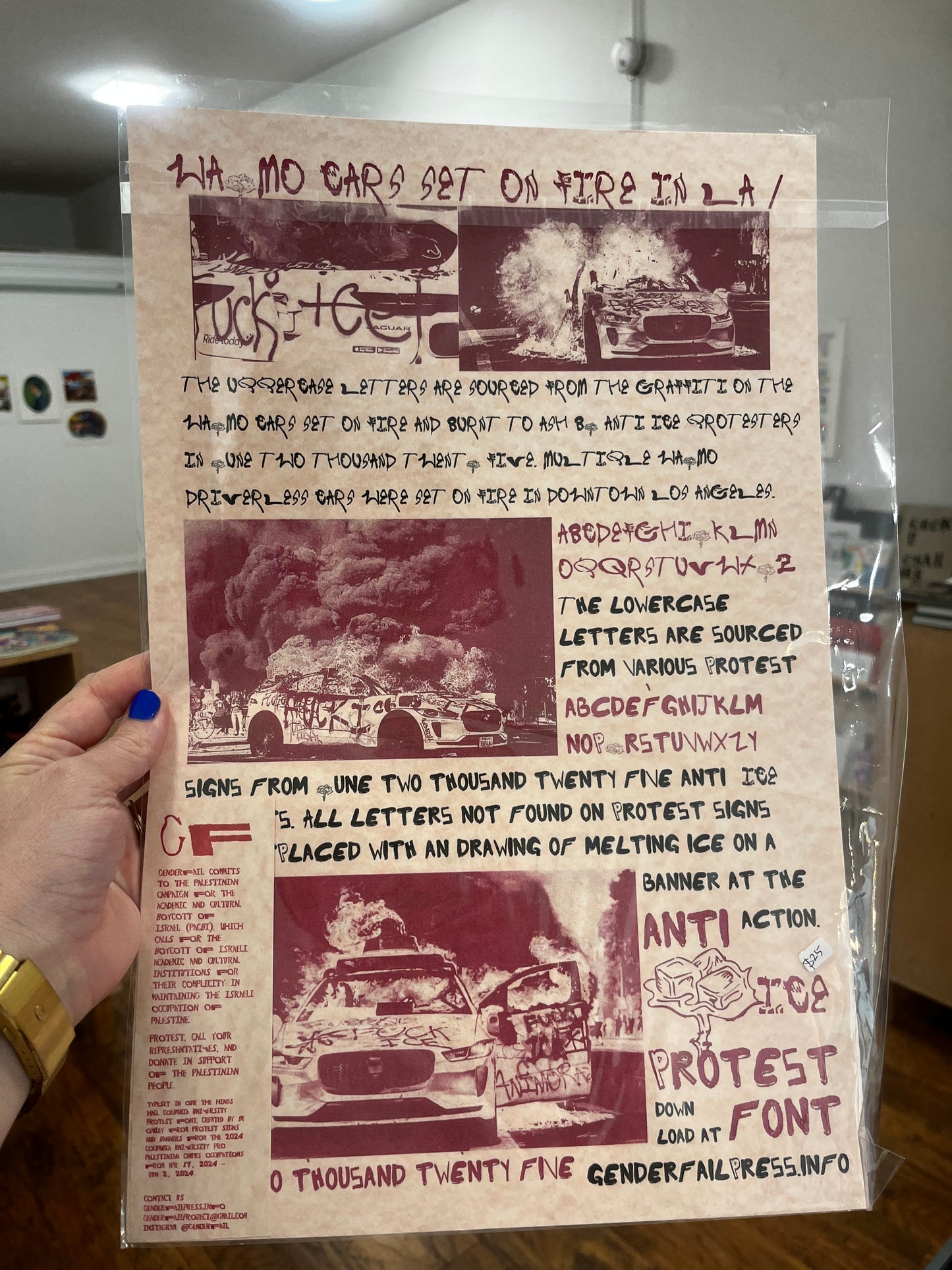 NO ONE IS ILLEGAL ON STOLEN LAND / ICE MELTS UNDER RESISTANCE - Risograph print